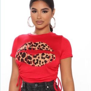 Fashion Nova KISS KISS Red Ruched Top